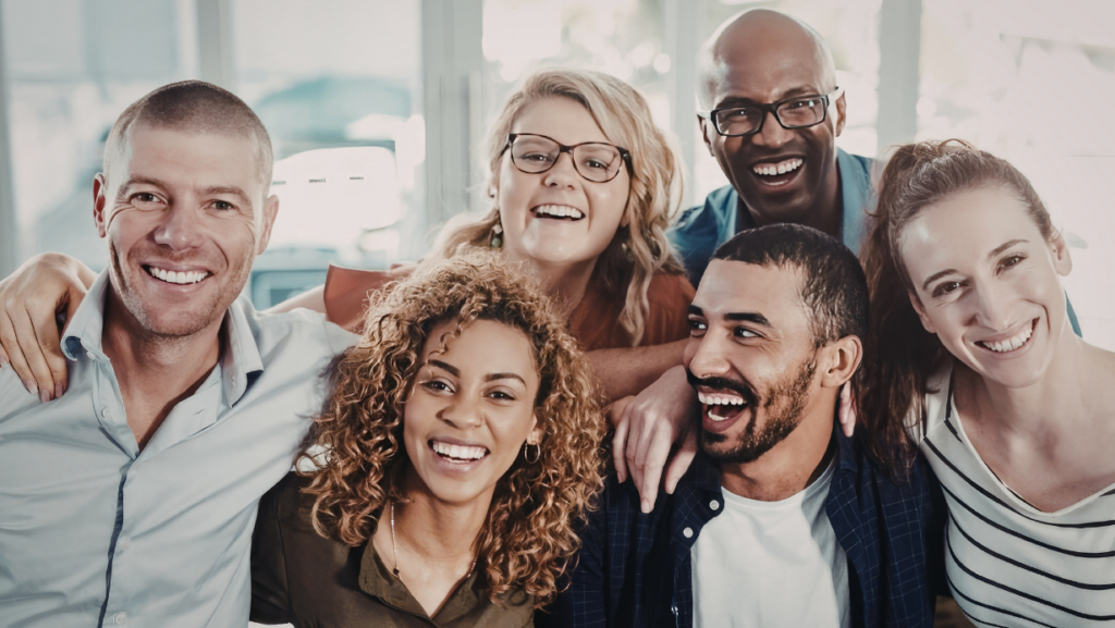variety of people laughing